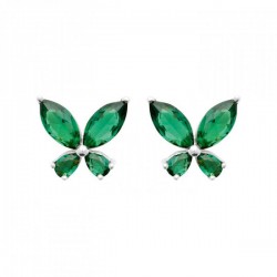 Boucles d'oreilles puces papillons argent massif 925/000 et zirconium