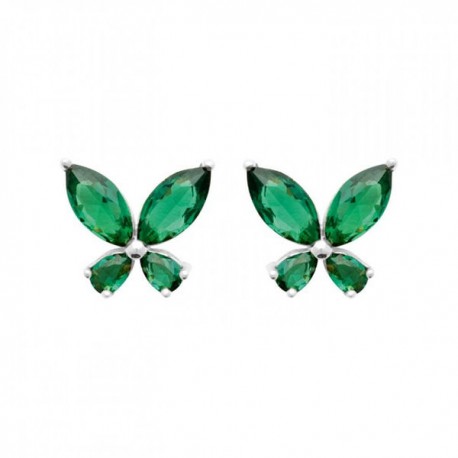 Boucles d'oreilles puces papillons argent massif 925/000 et zirconium