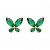 Boucles d'oreilles puces papillons Plaqué Or 18 carats et zirconium