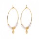 Boucles d'oreilles créoles Plaqué Or 18 carats perles blanches nacrées