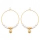 Boucles d'oreilles créoles Plaqué Or 18 carats perles blanches nacrées