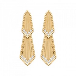 Boucles d'oreilles Plaqué or 18 carats effet perlé et zirconium