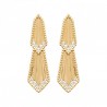 Boucles d'oreilles Plaqué or 18 carats effet perlé et zirconium