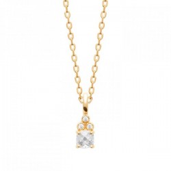 Collier solitaire Plaqué Or 18 carats et zirconium