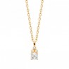 Collier solitaire Plaqué Or 18 carats et zirconium