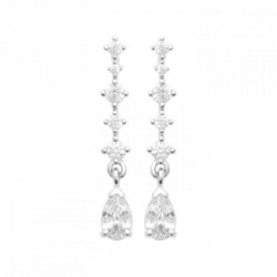 Boucles d'oreilles pendantes gouttes argent massif 925/000 et zirconium