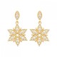 Boucles d'oreilles pendantes fleurs Plaqué Or 18 carats et zirconium