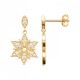Boucles d'oreilles pendantes fleurs Plaqué Or 18 carats et zirconium