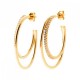 Boucles d'oreilles demi créoles Plaqué Or et zirconium diamètre 30 mm
