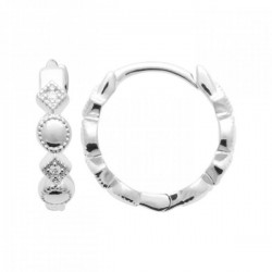 Boucles d'oreilles créoles géométriques argent massif 925/000 zirconium