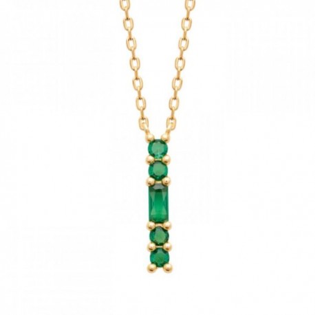 Collier Plaqué Or 18 carats et pierres vertes