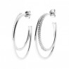 Boucles d'oreilles créoles argent massif 925/000 et zirconium diamètre 30 mm