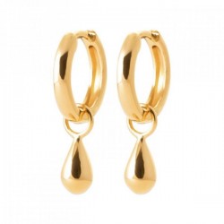 Boucles d'oreilles créoles pampilles gouttes Plaqué Or 18 carats