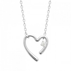 Collier coeur original argent massif 925/000 et zirconium