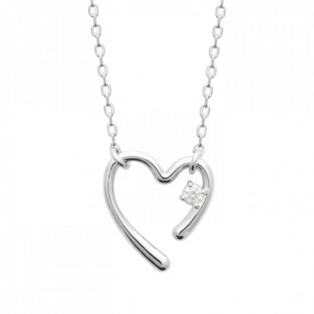 Collier coeur original argent massif 925/000 et zirconium