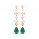 Boucles d'oreilles Plaqué Or 18 carats et zirconium pendantes gouttes vertes