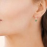 Boucles d'oreilles Plaqué Or 18 carats et zirconium pendantes gouttes vertes