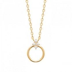 Collier anneau Plaqué Or 18 carats et zirconium