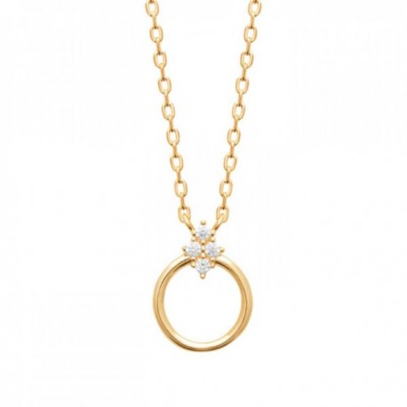 Collier anneau Plaqué Or 18 carats et zirconium