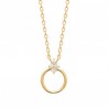 Collier anneau Plaqué Or 18 carats et zirconium