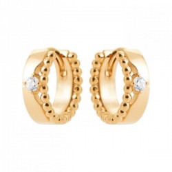 Boucles d'oreilles créoles plaqué or effet perlé et zirconium