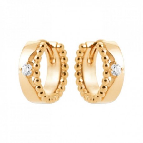 Boucles d'oreilles créoles plaqué or effet perlé et zirconium