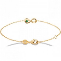 Bracelet infini Plaqué Or 18 carats et pierre verte