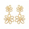 Boucles d'oreilles pendantes fleurs filigranées Plaqué Or 18 carats
