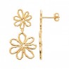 Boucles d'oreilles pendantes fleurs filigranées Plaqué Or 18 carats