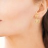 Boucles d'oreilles pendantes fleurs filigranées Plaqué Or 18 carats