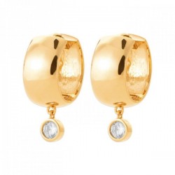 Boucles d'oreilles créoles Plaqué Or 18 carats pampilles zirconium