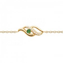 Bracelet Plaqué Or 18 carats zirconium et pierre verte 