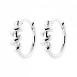 Boucles d'oreilles créoles torsades argent massif 925/000