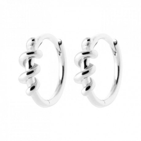 Boucles d'oreilles créoles torsades argent massif 925/000