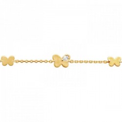 Bracelet papillons Plaqué Or 18 carats et zirconium