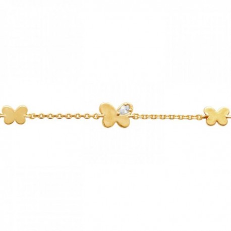 Bracelet papillons Plaqué Or 18 carats et zirconium