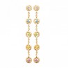 Boucles d'oreilles pendantes Plaqué Or 18 carats et pierres multicolores
