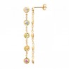 Boucles d'oreilles pendantes Plaqué Or 18 carats et pierres multicolores