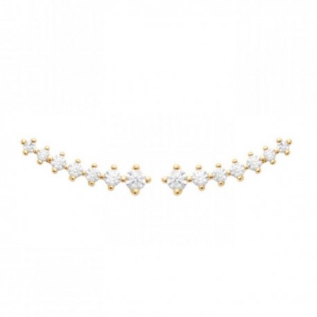 Boucles d'oreilles puces solaire Plaqué Or 18 carats et zirconium