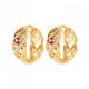 Boucles d'oreilles créoles tressées Plaqué Or 18 carats et pierre rose