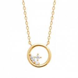 Collier anneau Plaqué Or 18 carats et zirconium