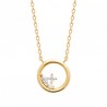 Collier anneau Plaqué Or 18 carats et zirconium