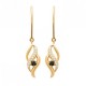Boucles d'oreilles pendantes Plaqué Or 18 carats pierre noire