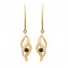 Boucles d'oreilles pendantes Plaqué Or 18 carats pierre noire