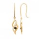 Boucles d'oreilles pendantes Plaqué Or 18 carats pierre noire