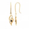 Boucles d'oreilles pendantes Plaqué Or 18 carats pierre noire