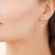 Boucles d'oreilles pendantes Plaqué Or 18 carats pierre noire