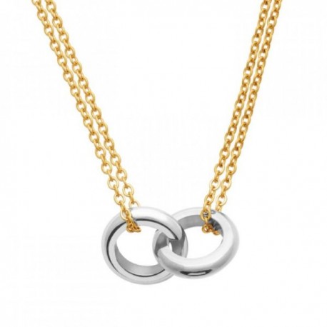 Collier anneaux entrelacés Acier bicolore 316L