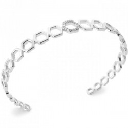 Bracelet jonc géométrique argent massif 925/000 et zirconium
