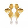 Ensemble collier fleur + boucles d'oreilles en acier 316 L doré
